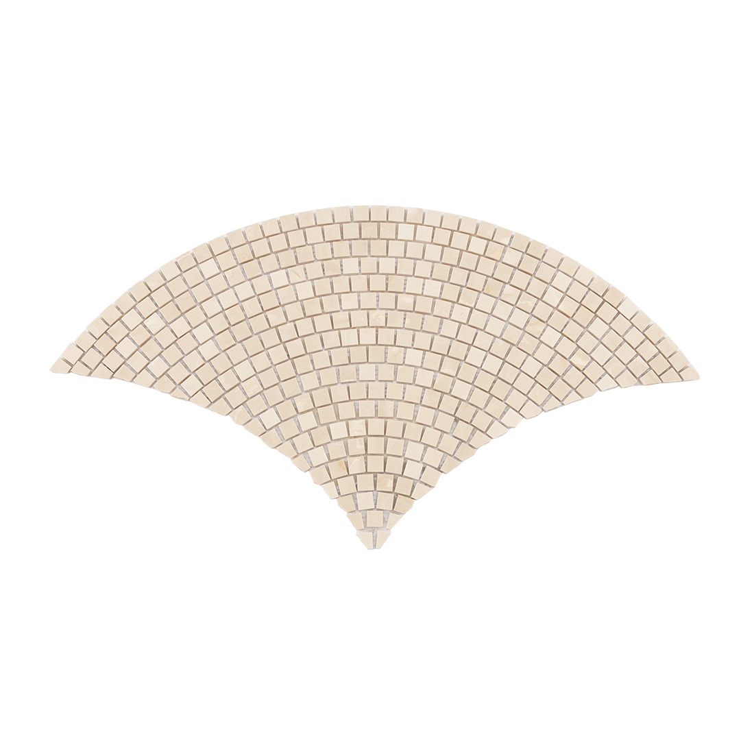 Full sheet of beige marble fan-shaped square mosaic tile