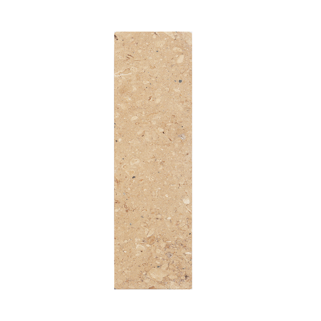 Top view of beige marble narrow tile showing natural pattern variations