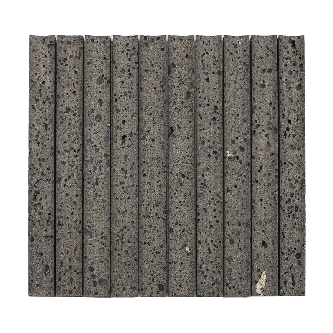 Full sheet of black lava stone fluted mosaic tile
