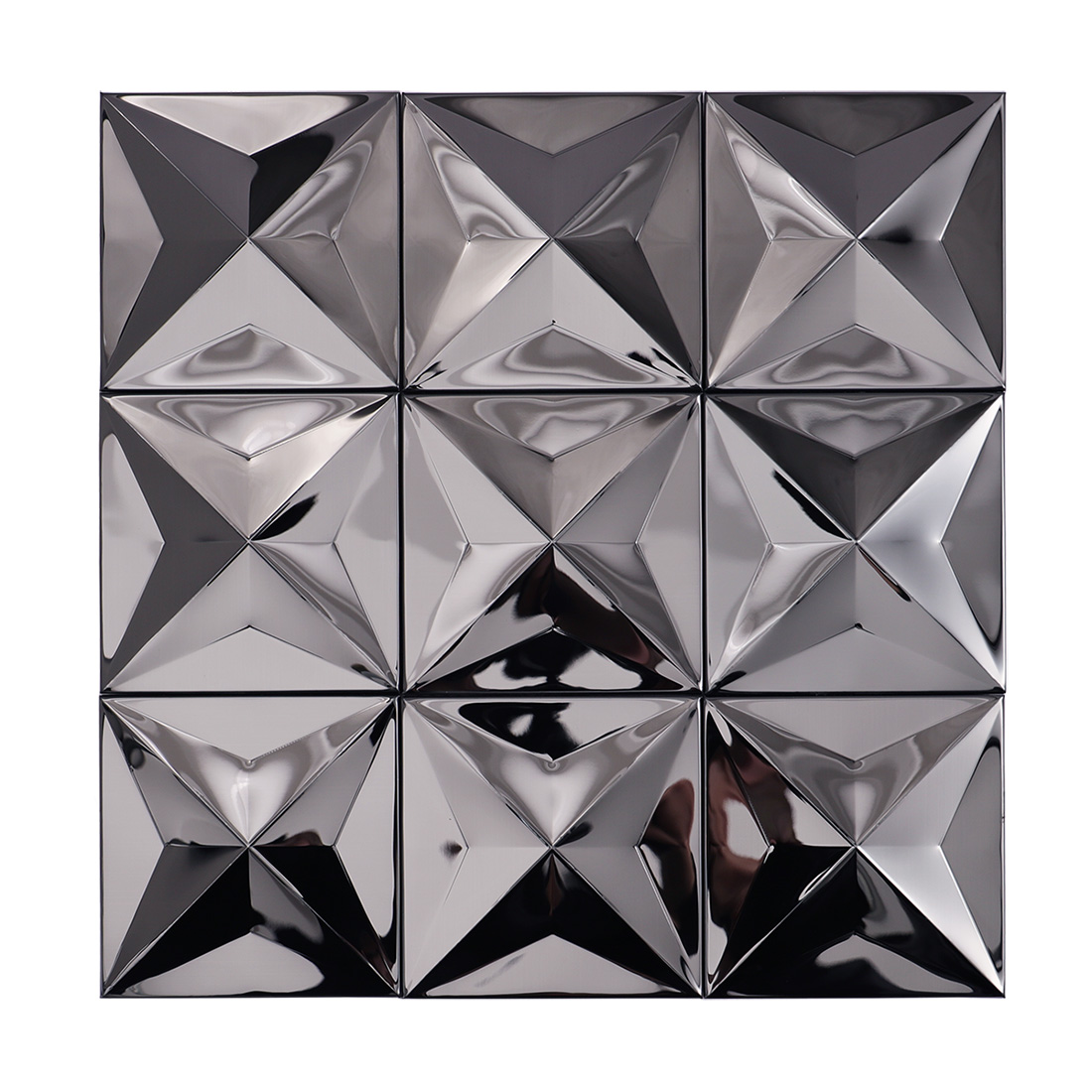 Full sheet of black mirror 3D square stainless steel mosaic tile