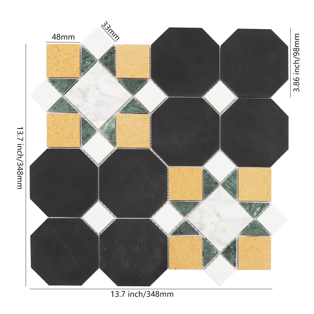 Multicolor Octagon Marble Mosaic Tile for Walls and Floors
