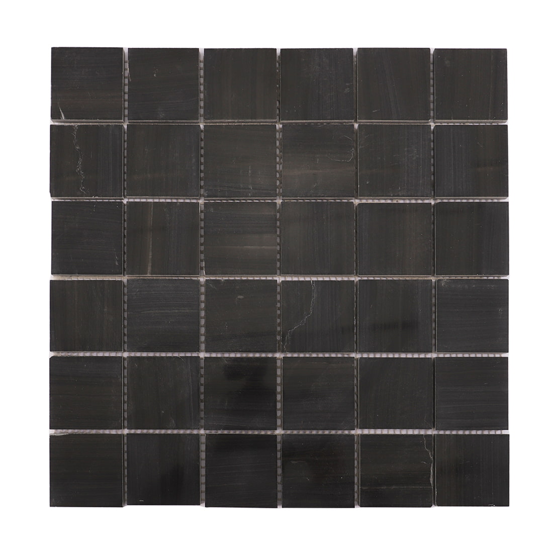 Full sheet of black square marble mosaic tiles