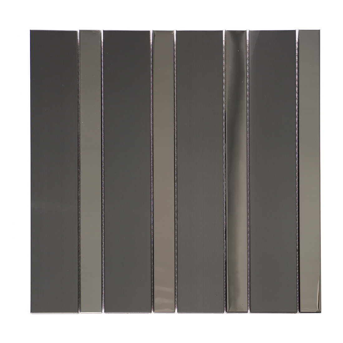 Full sheet of black strip metal mosaic tiles