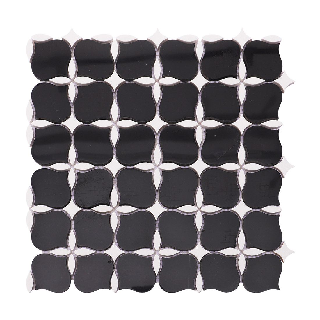 Black and white flower marble mosaic tile full sheet for wall design.