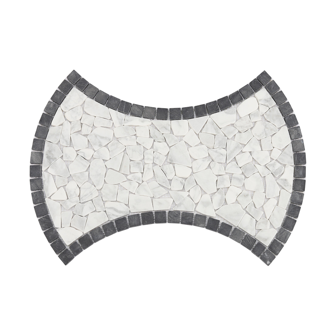 Full sheet of black and white pebble marble mosaic tile