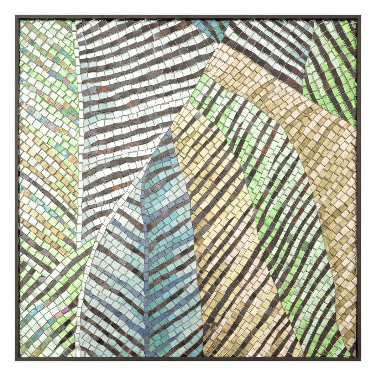 Geometric Leaf Mosaic Mural – Handmade Glass Tile Wall Art Inspired by Nature, Modern Botanical Wall Decor-Woos Tiles