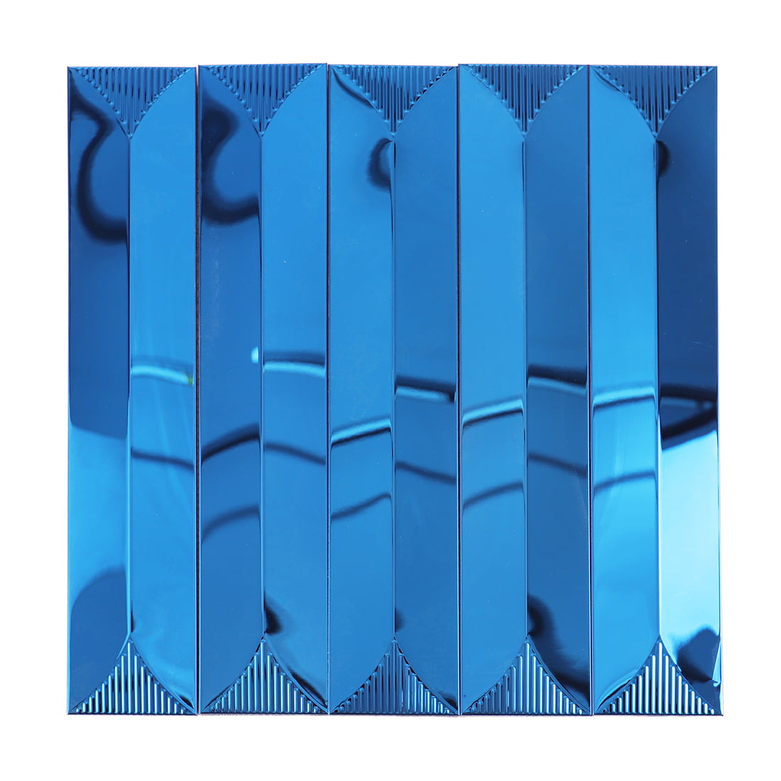 Full sheet of blue long strip bevel metal mosaic tile