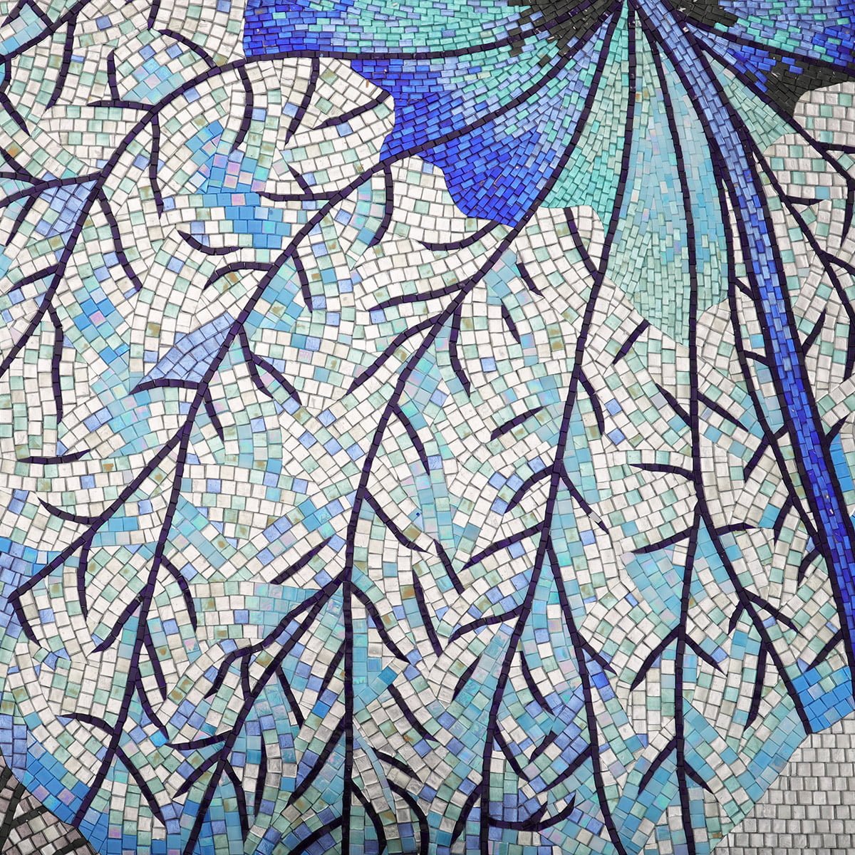 Blue Lotus Leaf Mosaic Mural – Handcrafted Glass Tile Wall Art for Luxury Interiors-Woos Tiles