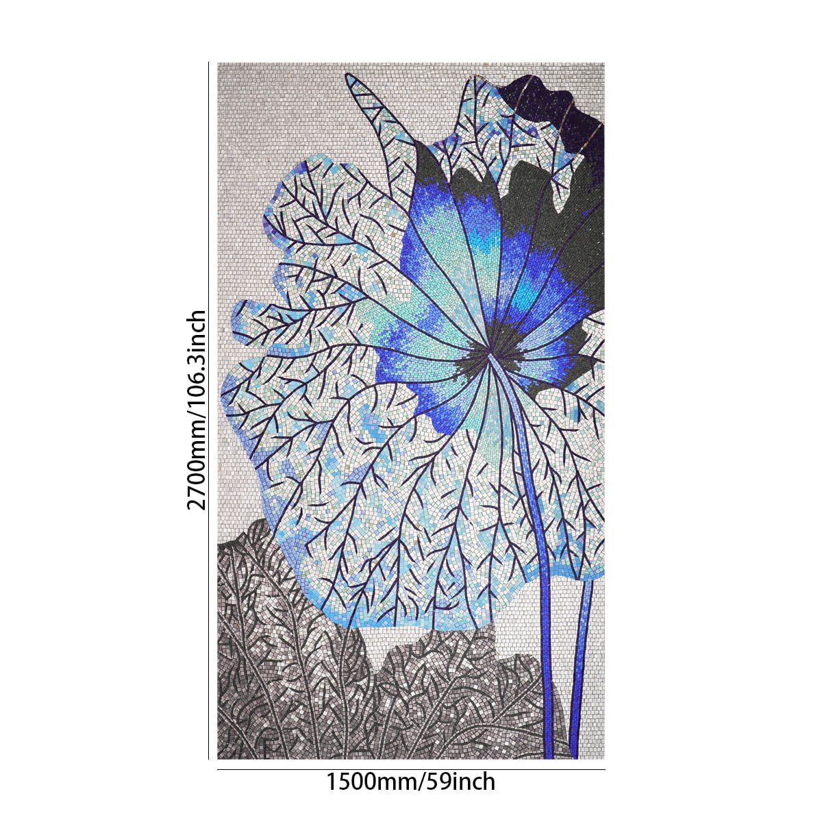 Blue Lotus Leaf Mosaic Mural – Handcrafted Glass Tile Wall Art for Luxury Interiors-Woos Tiles