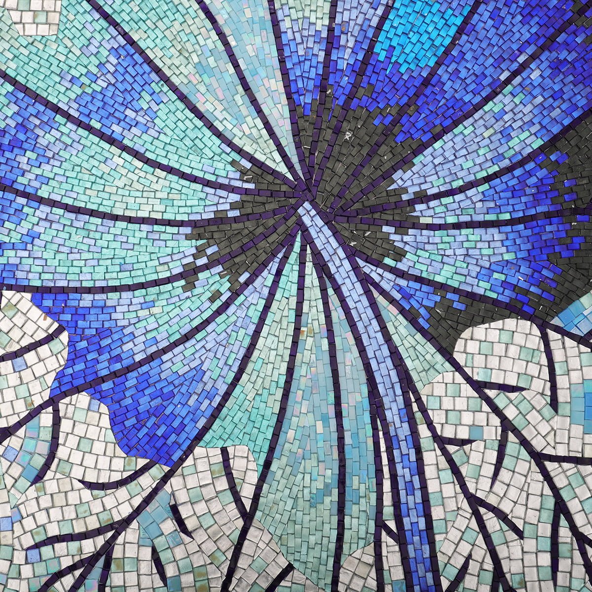 Blue Lotus Leaf Mosaic Mural – Handcrafted Glass Tile Wall Art for Luxury Interiors-Woos Tiles