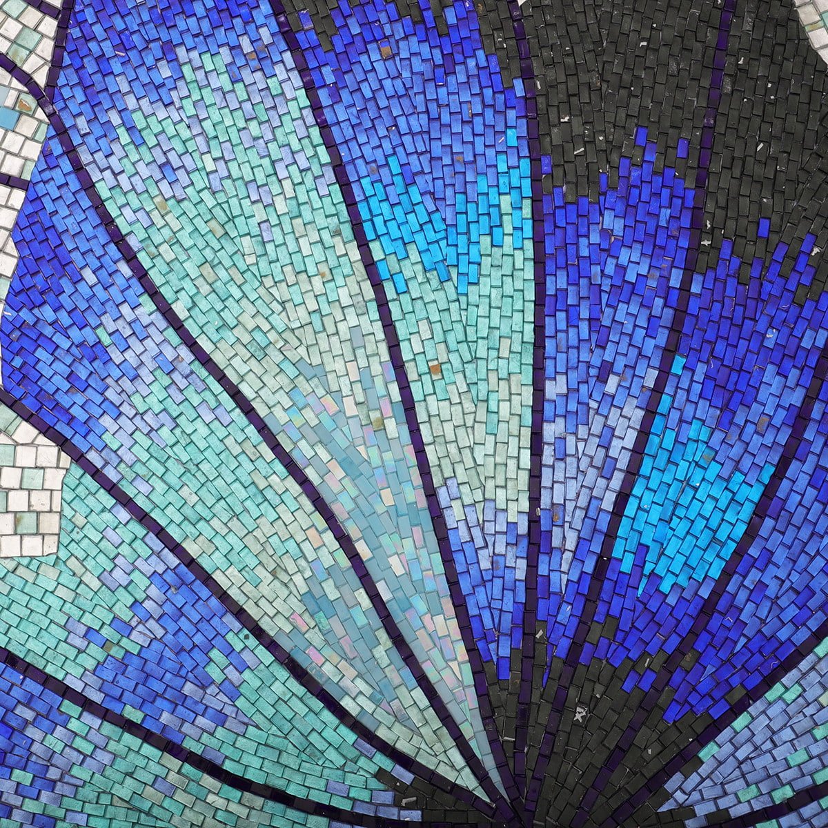 Blue Lotus Leaf Mosaic Mural – Handcrafted Glass Tile Wall Art for Luxury Interiors-Woos Tiles