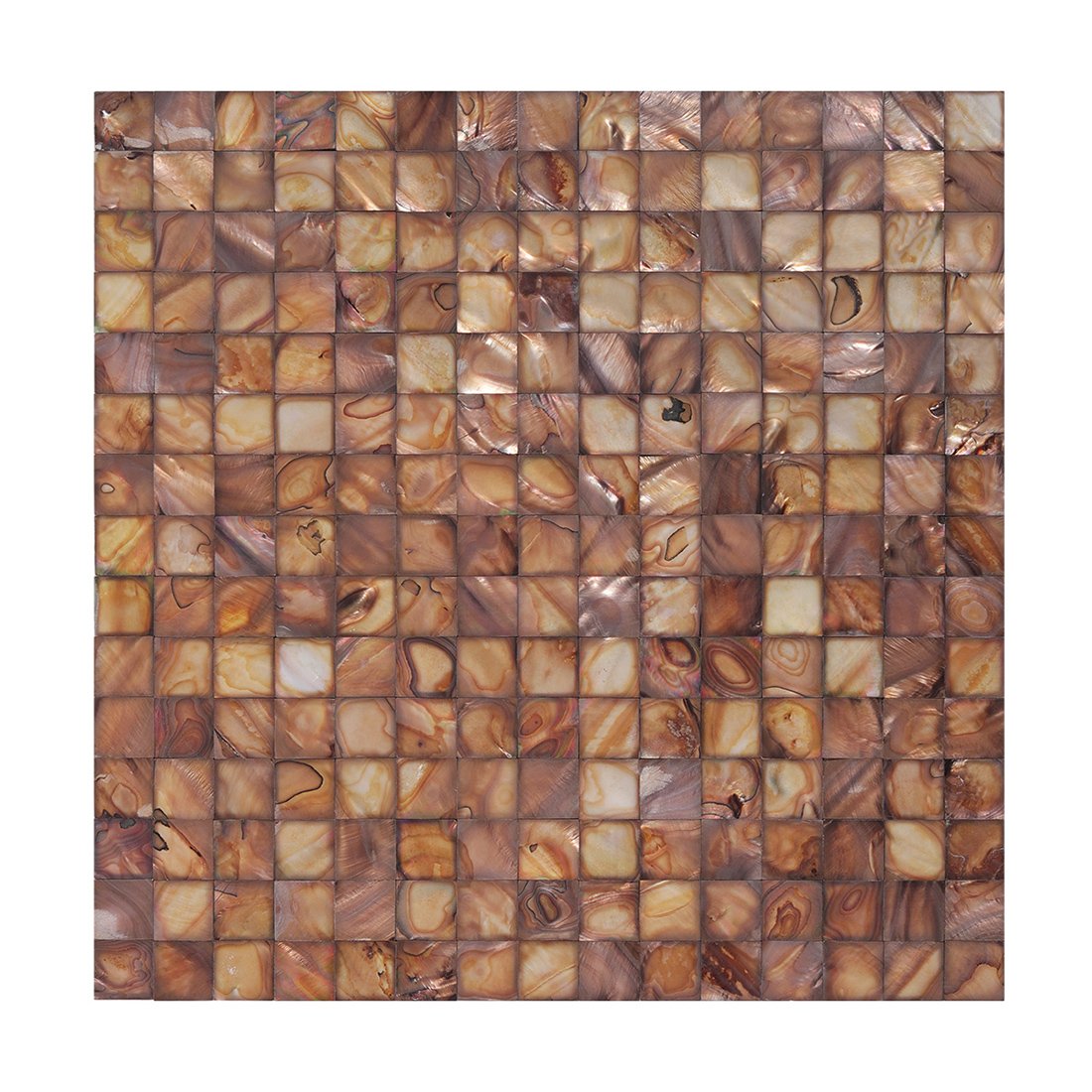 Dyed Brown Mother of Pearl Mosaic Tile Sheet – Natural Shell Square Tiles with Glossy Iridescent Surface for Kitchen Backsplashes, Bathroom Walls & Decorative Panels-Woos Tiles