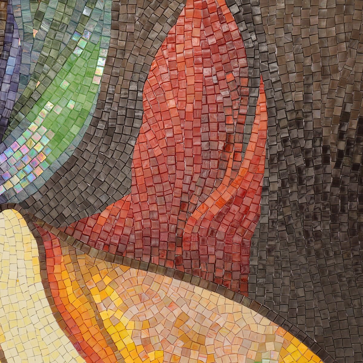 Abstract Woman with Butterfly Mosaic Mural – Handmade Glass Tile Wall Art for Modern Interiors-Woos Tiles