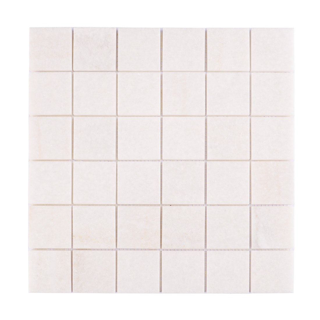 Full sheet of cream square marble mosaic tile