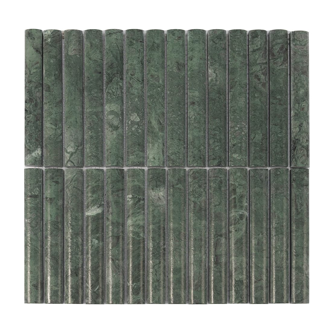 Full sheet of dark green marble finger mosaic tile