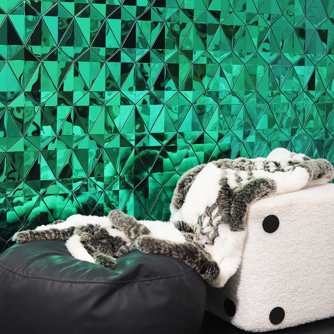 Emerald Green Diamond Mirror Mosaic Stainless Steel Wall Tile