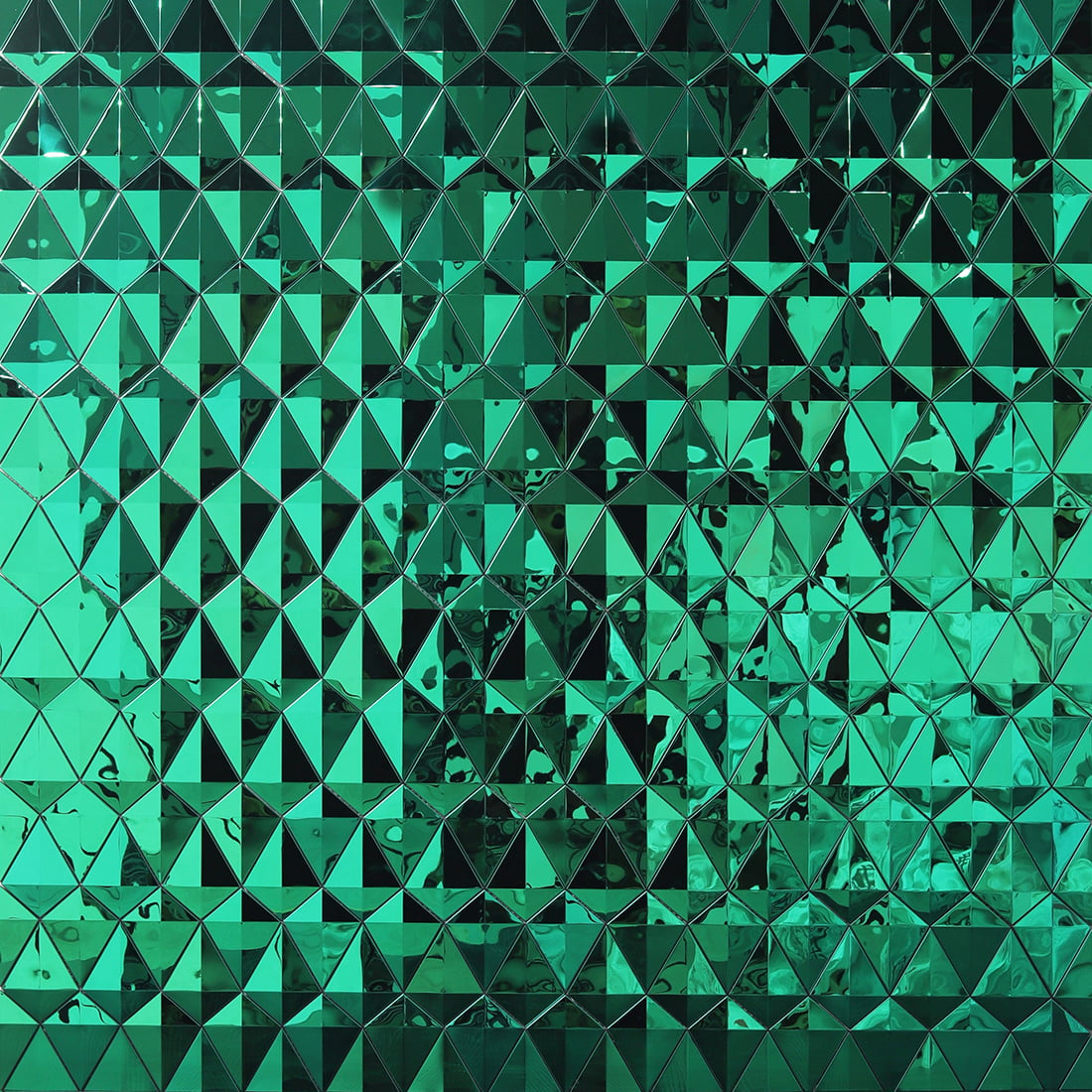 Emerald green diamond mirror mosaic wall pattern close view
