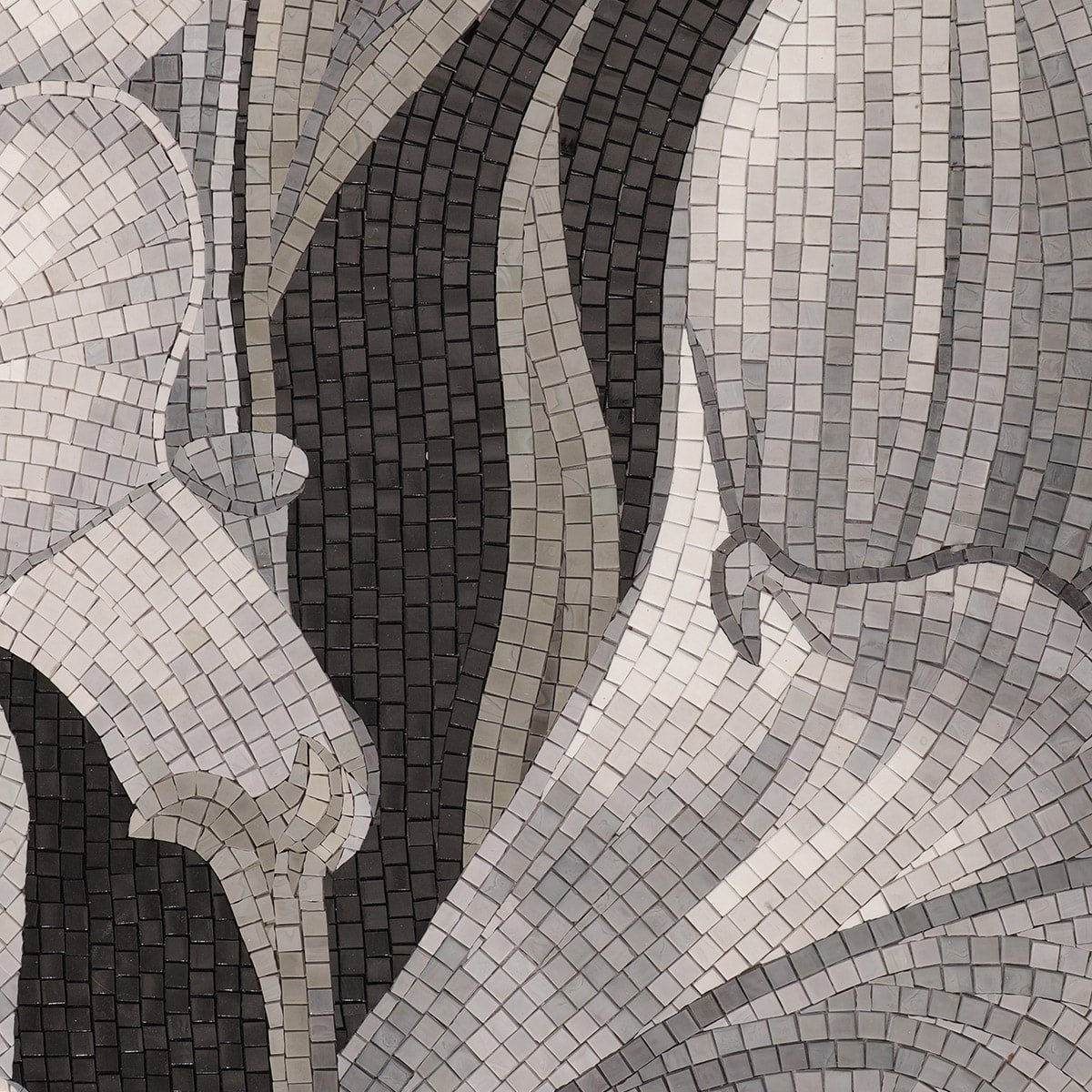 Handmade Lily Mosaic Wall Art – Modern Floral Mural for Living Room, Bathroom, or Entryway Decor-Woos Tiles