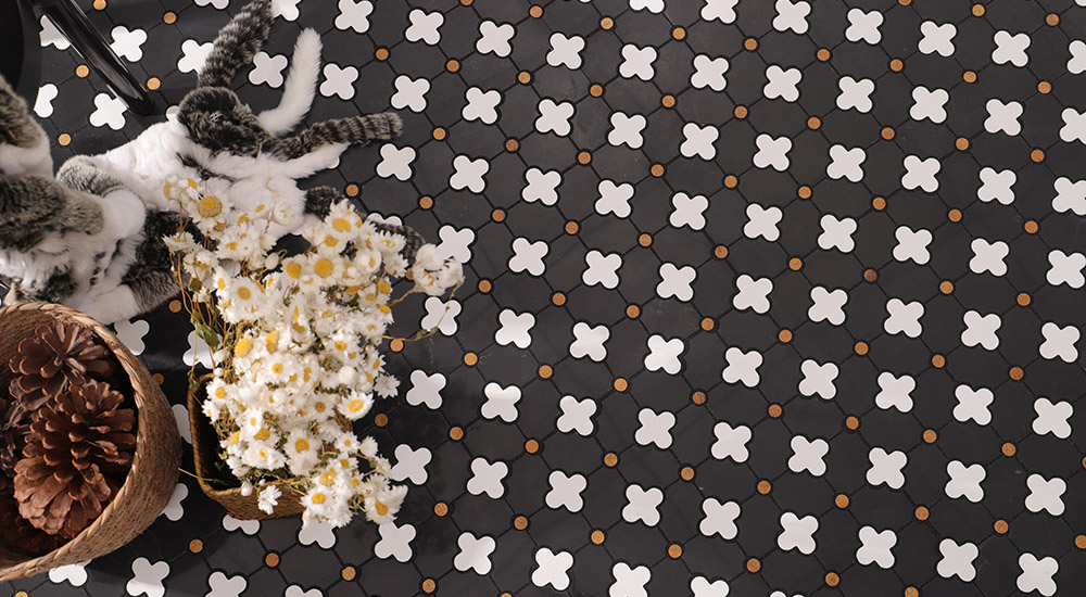 {"default":"Luxury Flower Marble Tiles in a waterjet pattern for high-end interior flooring."}
