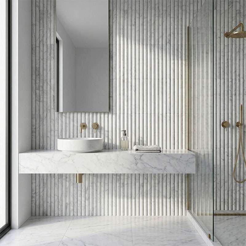Fluted Tile Bathroom-Woos Tiles