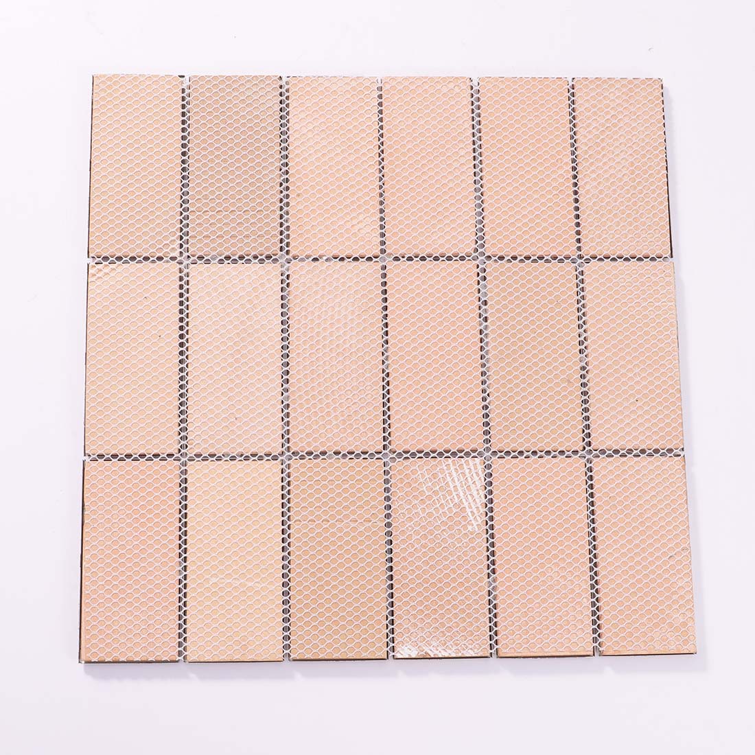 Back view of gold 3D rectangle stainless steel mosaic tile sheet