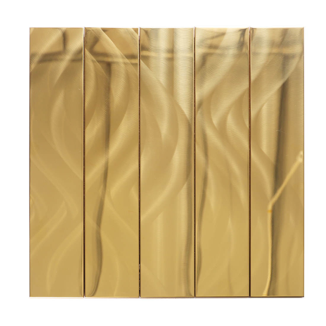 Full sheet of gold brushed long strip metal mosaic tile