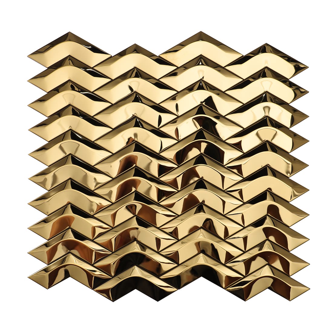 Full sheet of gold mirror chevron metal mosaic tile