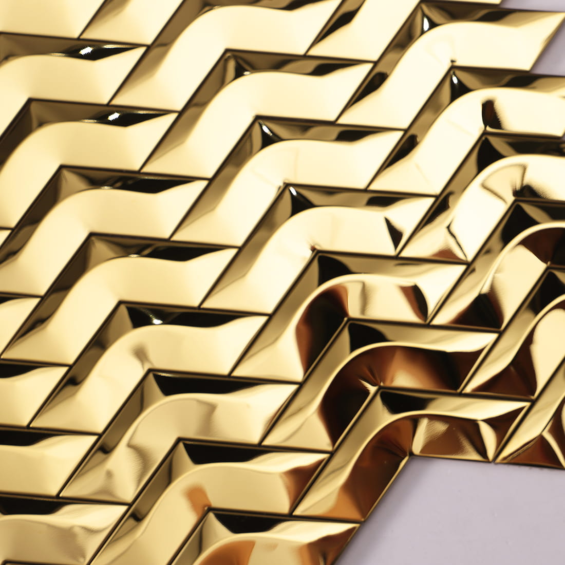 Pattern close-up of gold mirror chevron metal mosaic tile