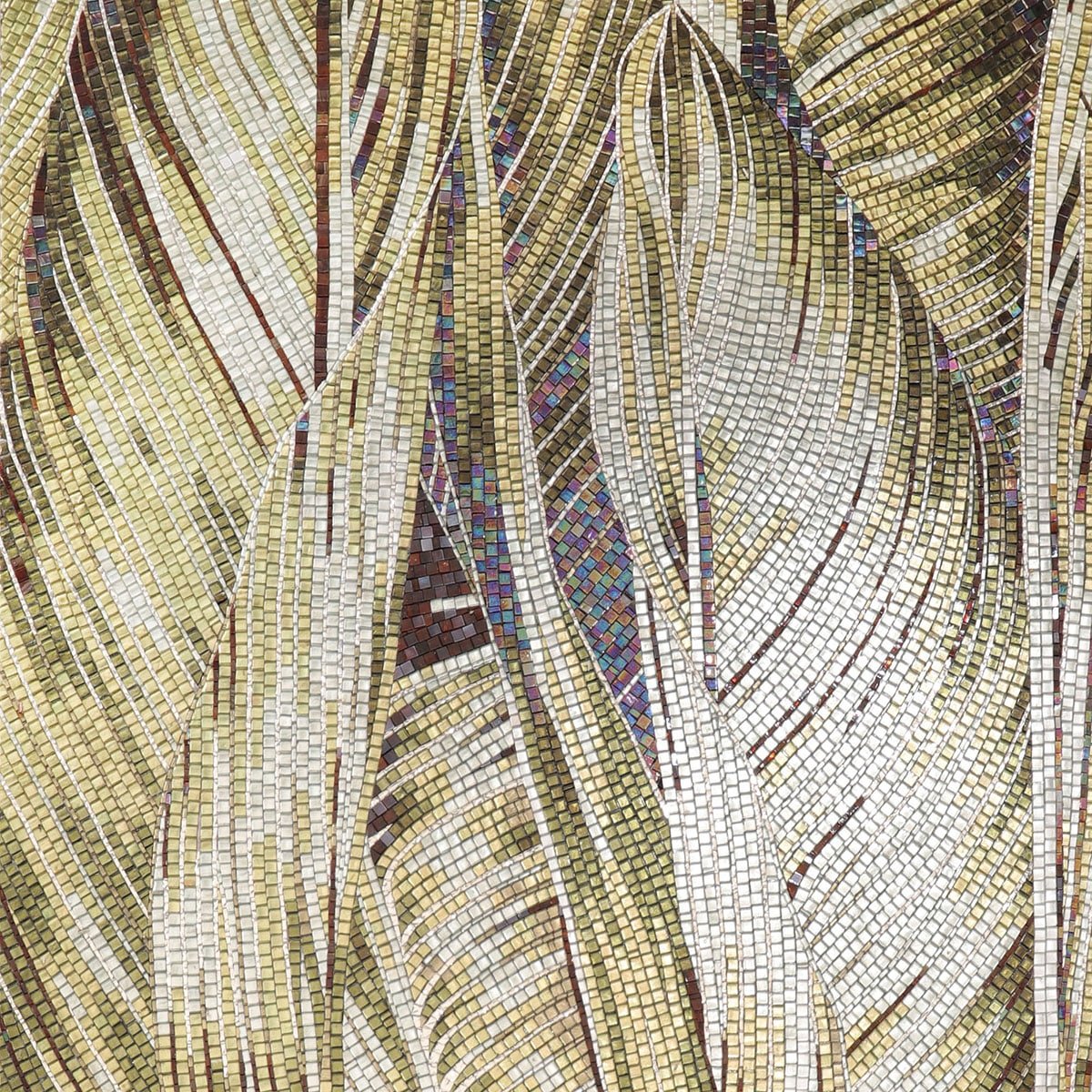 Golden Leaf Mosaic Mural – Luxury Handcrafted Glass Wall Art for Modern Interiors-Woos Tiles