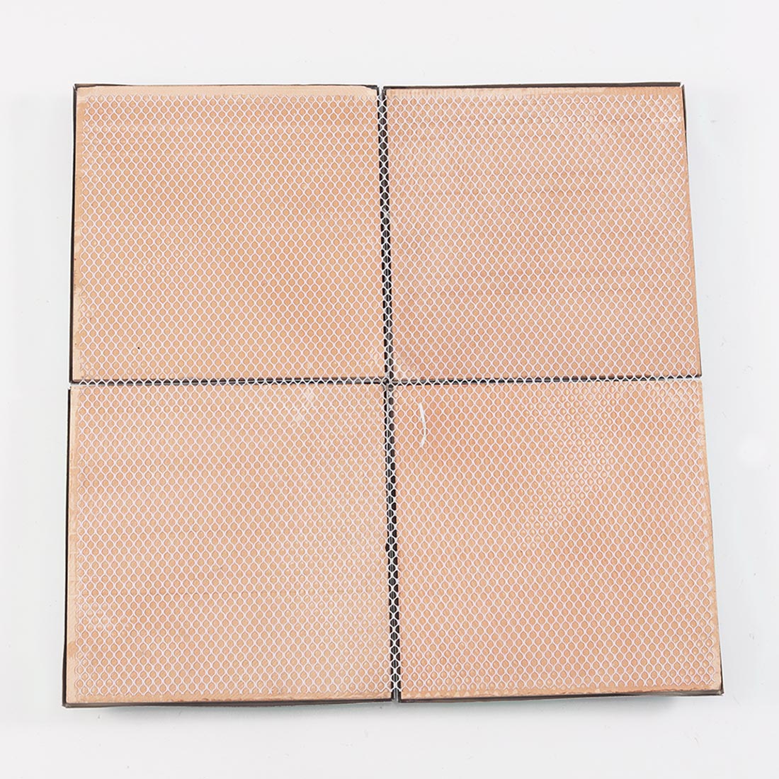 Green square metal tile sheet showing plain mesh mounted back
