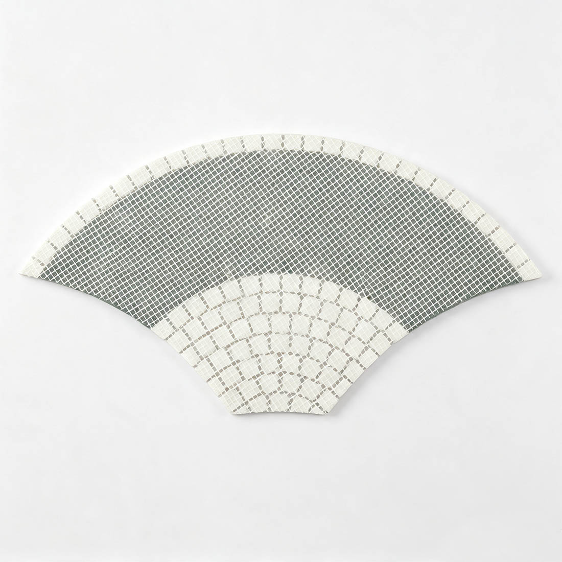 Mesh backing of green white fish scale pattern marble mosaic tile