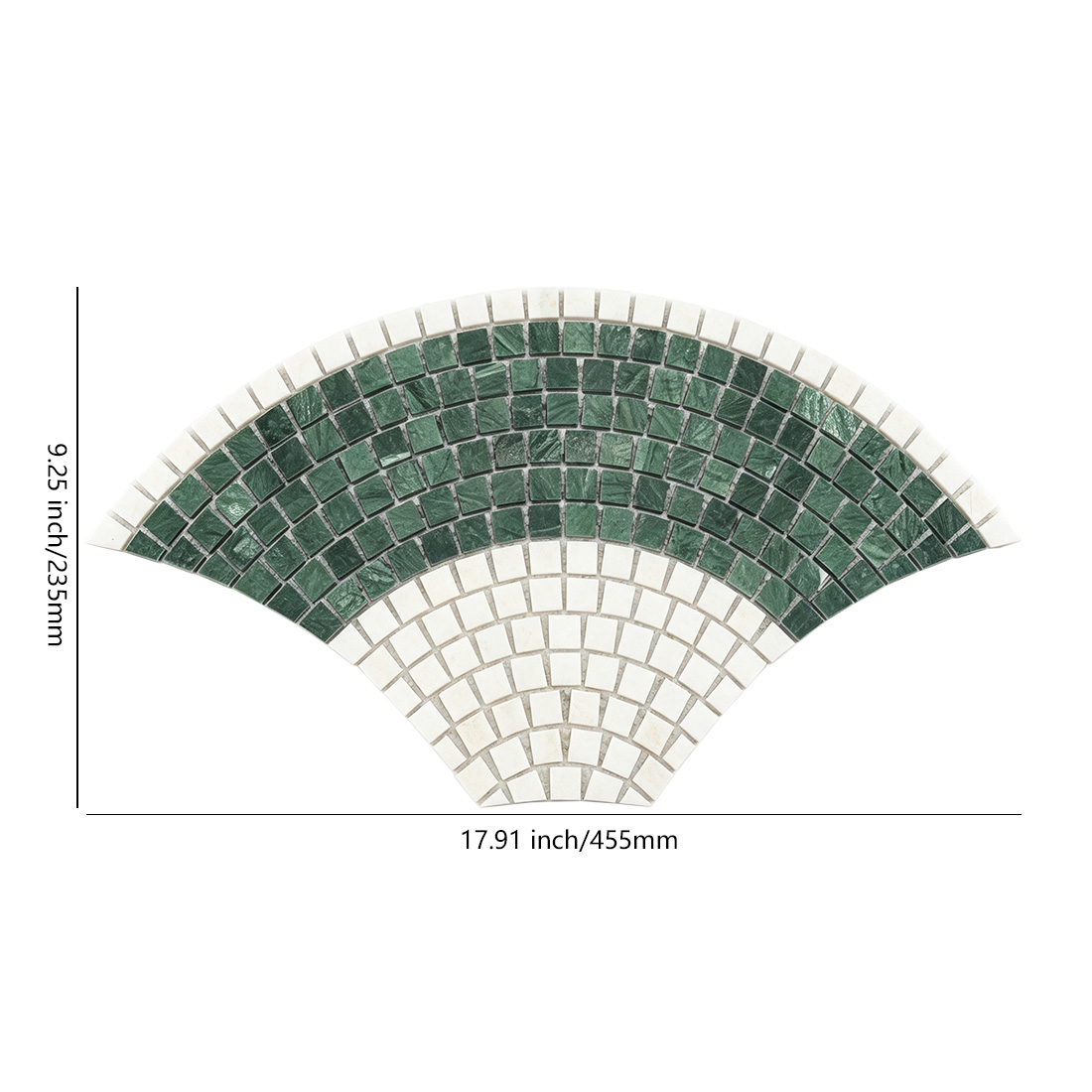 Green white fish scale pattern marble mosaic tile with dimensions