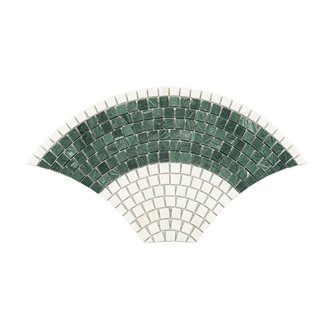 Full sheet of green white fish scale pattern marble mosaic tile