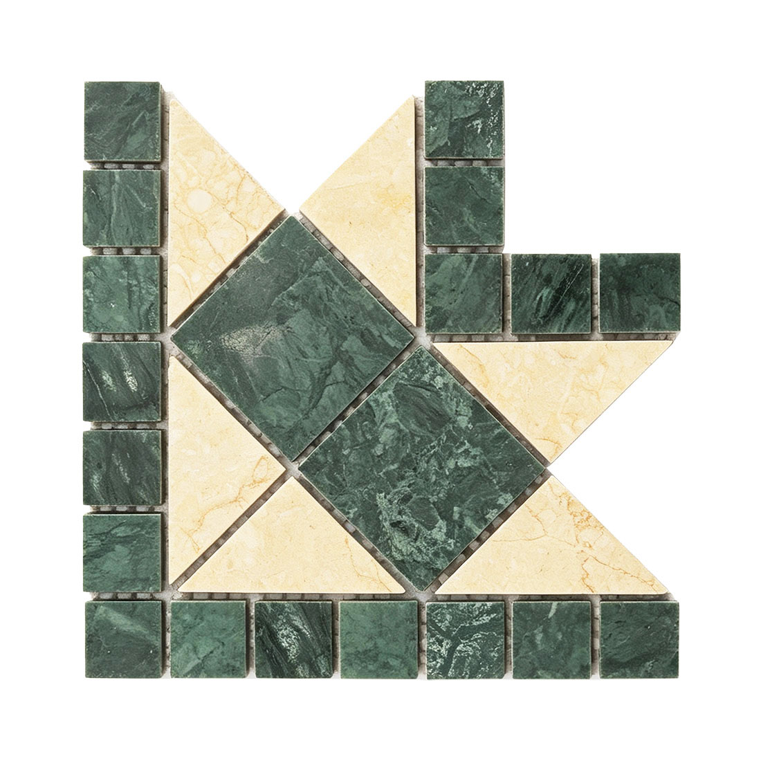 Green yellow diamond marble mosaic border tile section