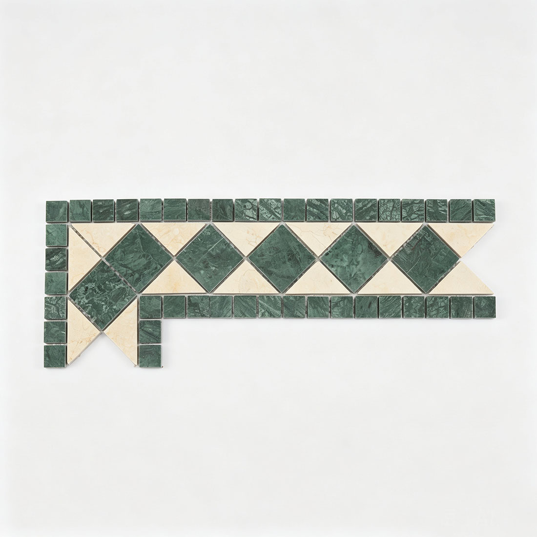 Green yellow geometric marble mosaic border surface detail