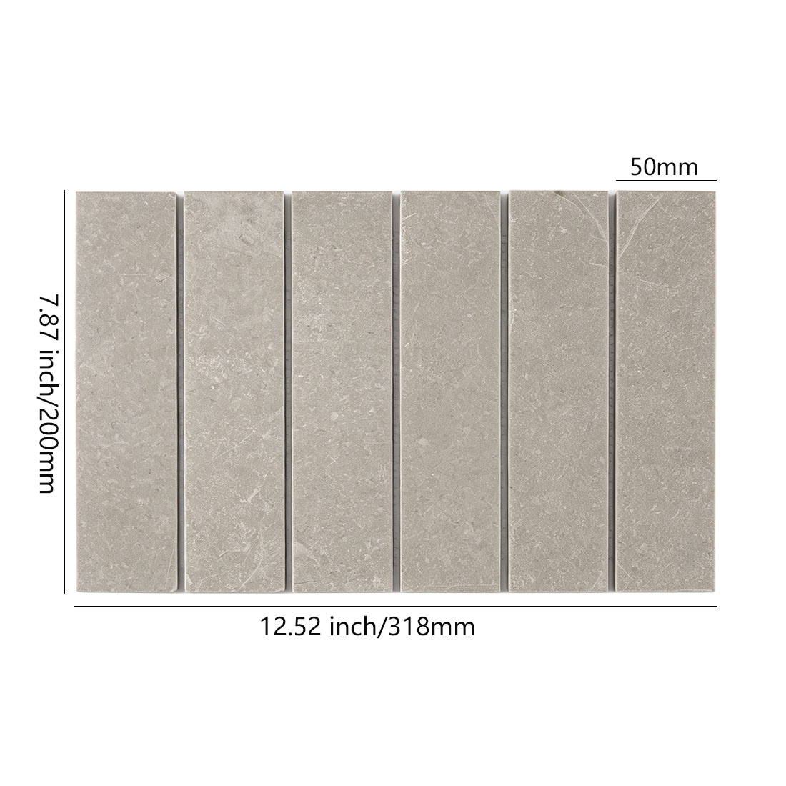 Grey strip marble mosaic tile dimensions 318x200mm