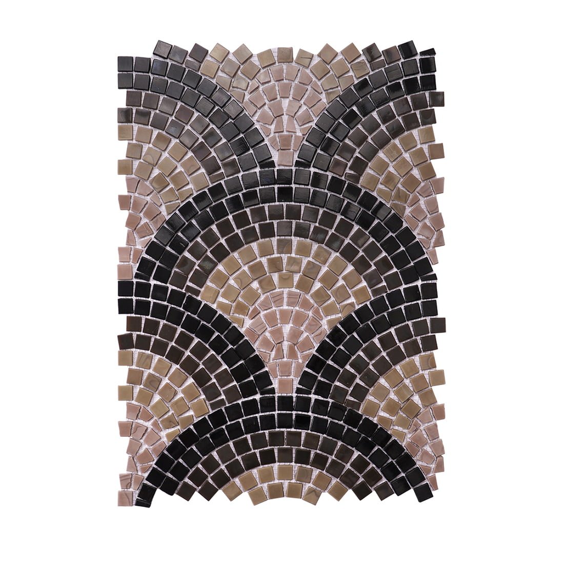 Handmade Fish Scale Glass Mosaic Tiles for Wall and Bathroom Decoration – Art Deco Curved Fan Pattern Design-Woos Tiles