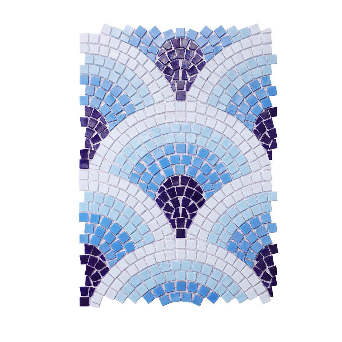 Handmade Fish Scale Glass Mosaic Tiles for Wall and Bathroom Decoration – Art Deco Curved Fan Pattern Design-Woos Tiles