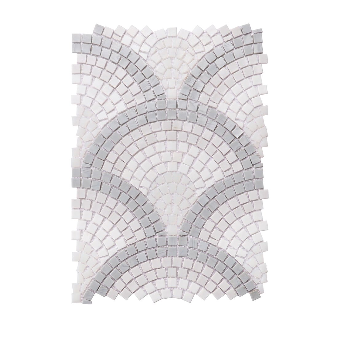 Handmade Fish Scale Glass Mosaic Tiles for Wall and Bathroom Decoration – Art Deco Curved Fan Pattern Design-Woos Tiles