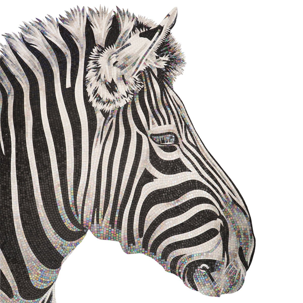 Zebra Mosaic Mural | Handcrafted Glass Tile Wall Art | Modern Animal-Inspired Decor-Woos Tiles