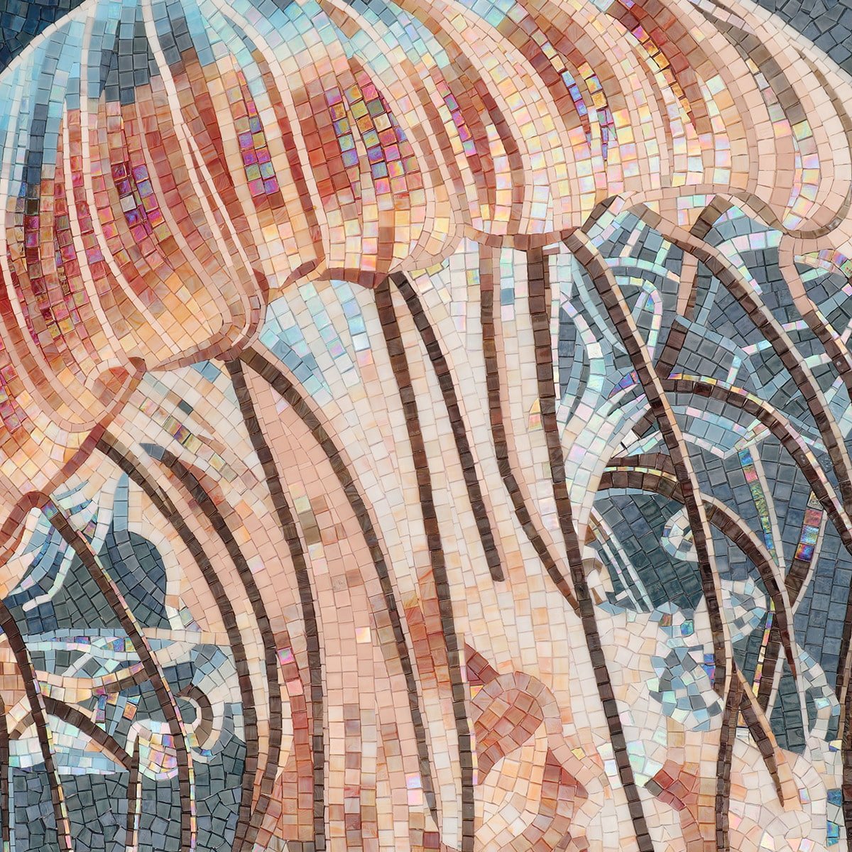 Deep Sea Jellyfish Mosaic Mural – Luxury Handmade Glass Wall Art for Bathroom, Spa, or Interior Decor-Woos Tiles