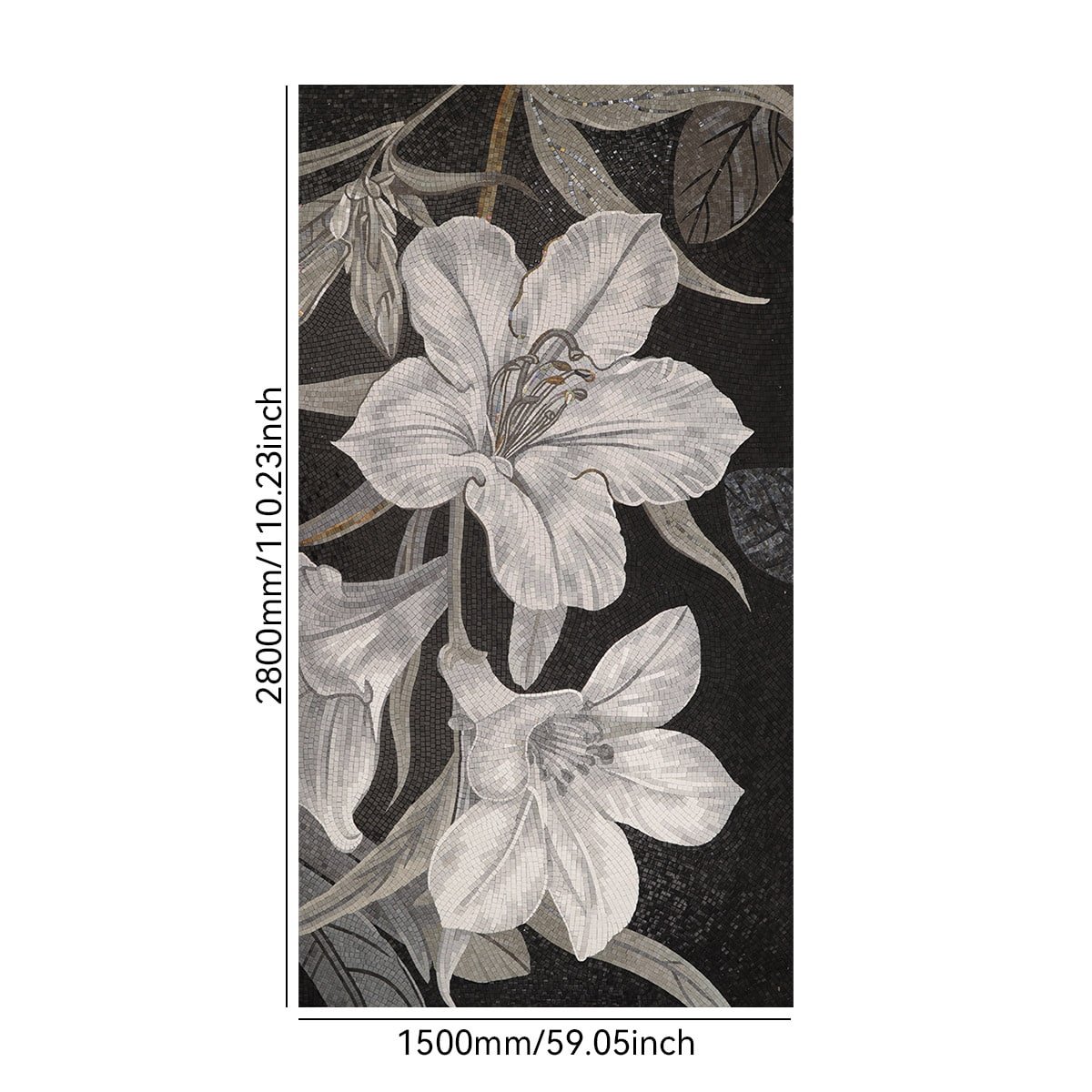 Handmade Lily Mosaic Wall Art – Modern Floral Mural for Living Room, Bathroom, or Entryway Decor-Woos Tiles