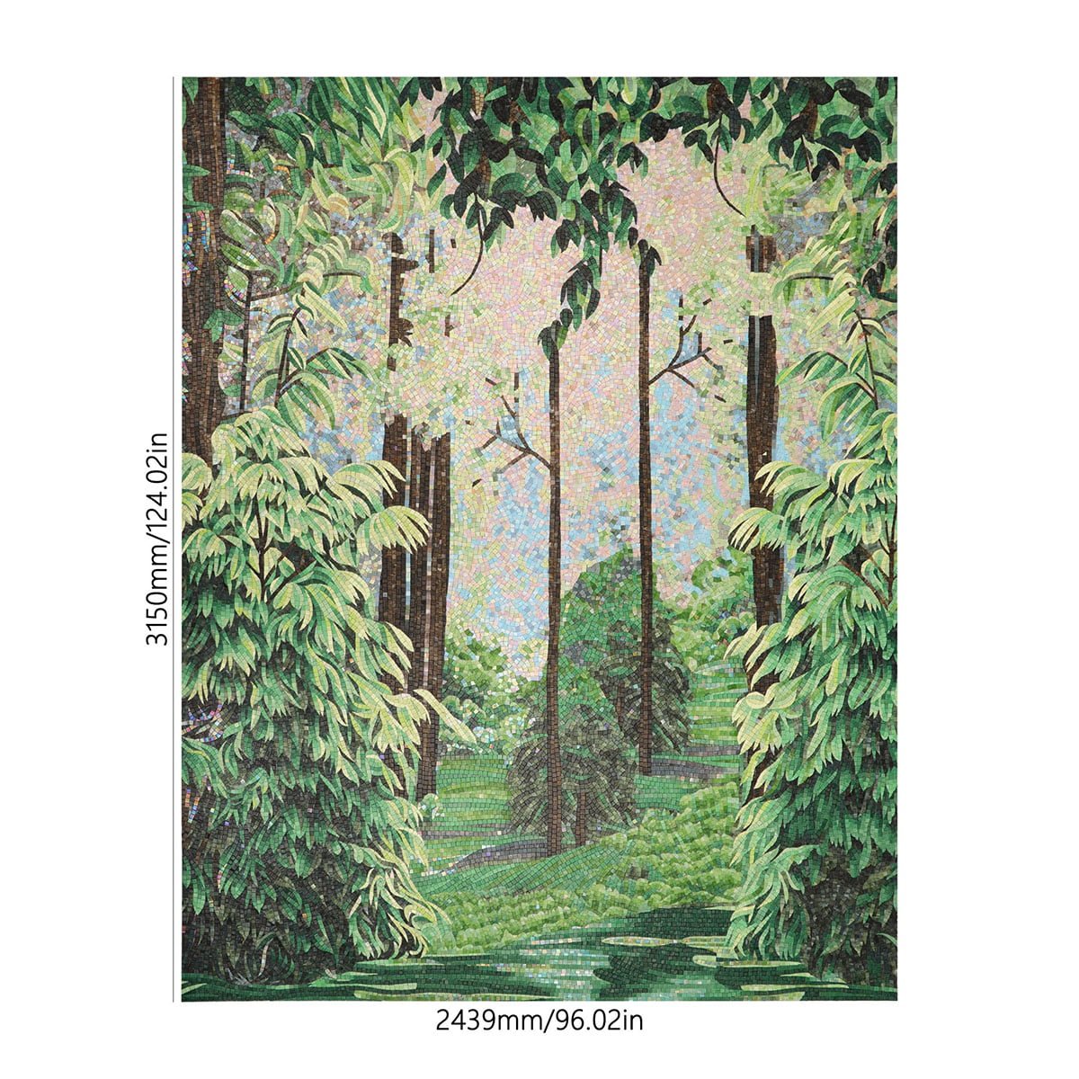 Nature-Inspired Green Leaf Mosaic Wall Art – Handcrafted Glass Tile Mural for Home & Office Decor-Woos Tiles