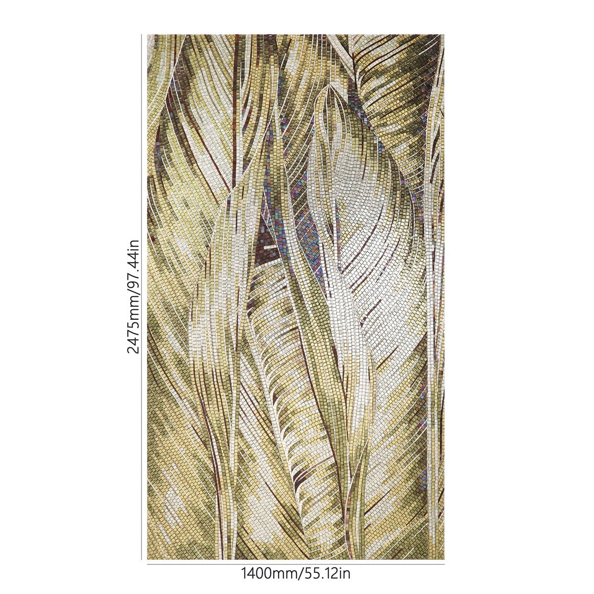 Golden Leaf Mosaic Mural – Luxury Handcrafted Glass Wall Art for Modern Interiors-Woos Tiles