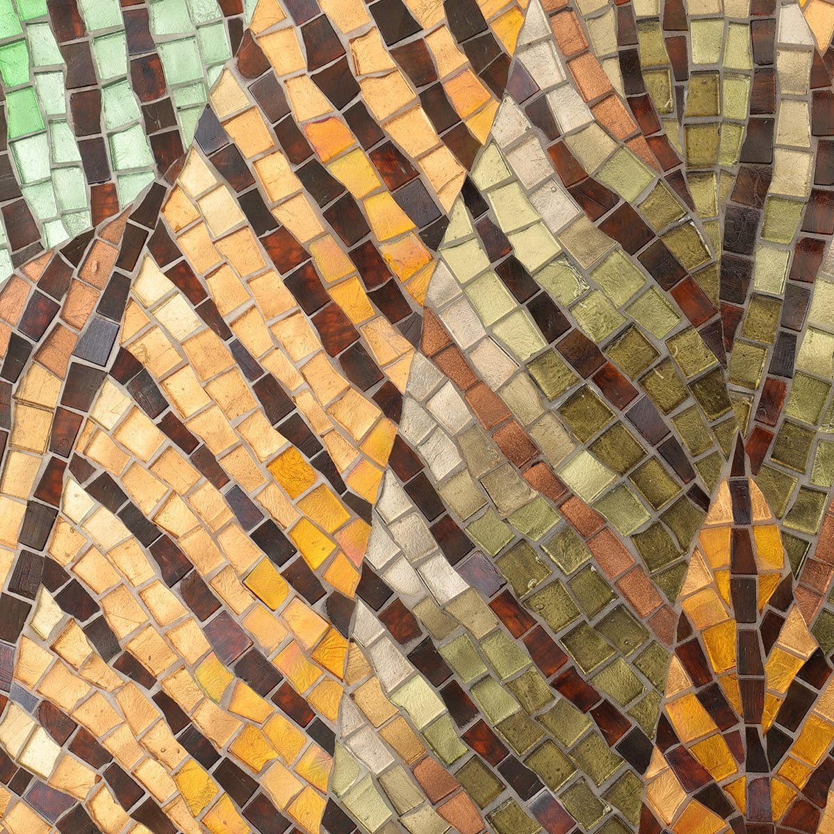 Geometric Leaf Mosaic Mural – Handmade Glass Tile Wall Art Inspired by Nature, Modern Botanical Wall Decor-Woos Tiles