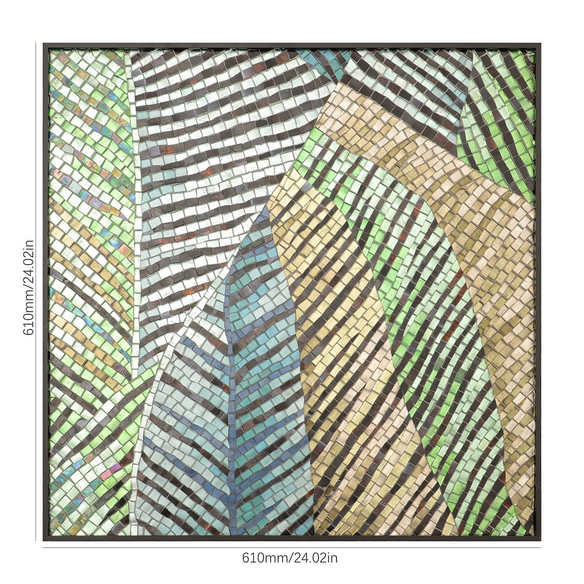 Geometric Leaf Mosaic Mural – Handmade Glass Tile Wall Art Inspired by Nature, Modern Botanical Wall Decor-Woos Tiles