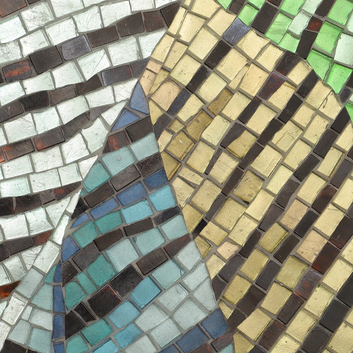 Geometric Leaf Mosaic Mural – Handmade Glass Tile Wall Art Inspired by Nature, Modern Botanical Wall Decor-Woos Tiles