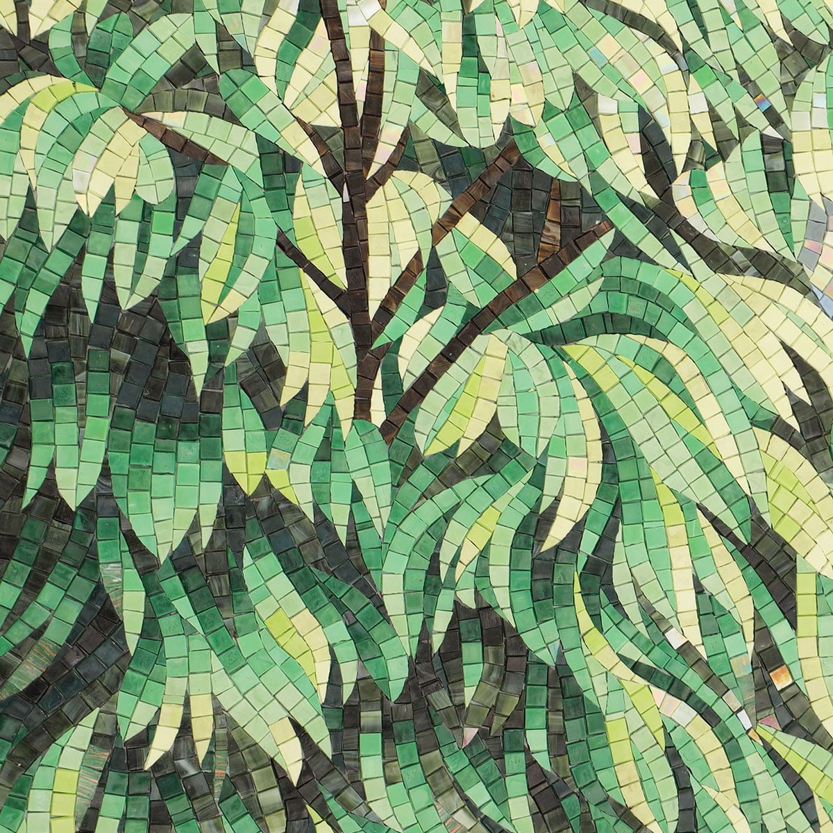 Nature-Inspired Green Leaf Mosaic Wall Art – Handcrafted Glass Tile Mural for Home & Office Decor-Woos Tiles