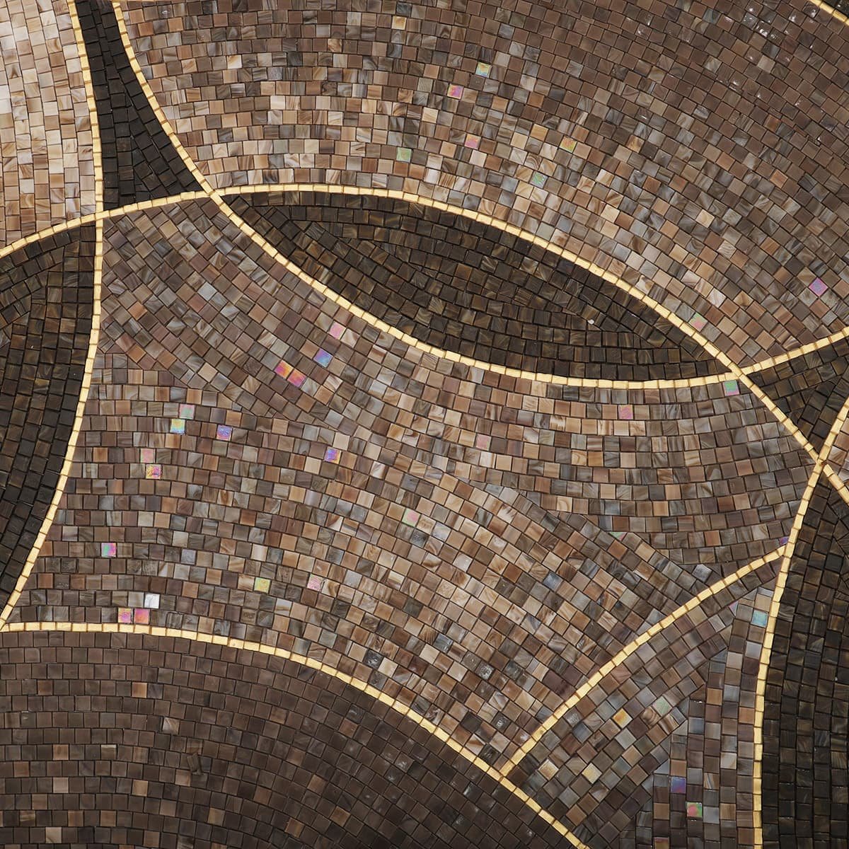 Luxury glass mosaic wall art in brown and gold pattern