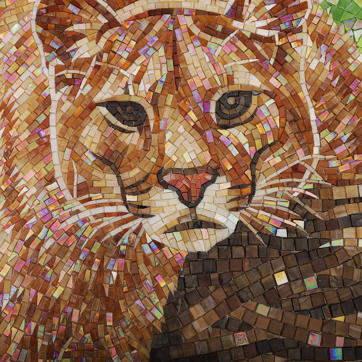 Handmade Cougar Mosaic Mural – Artisan Wildlife Wall Art for Home Décor-Woos Tiles